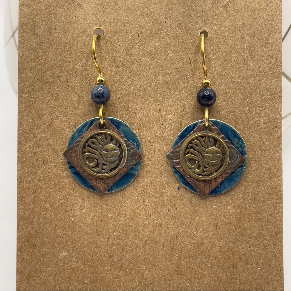 Vintage-Stock Artisan-Quality Triple-Layer Sun & Moon Earrings $24 🎁